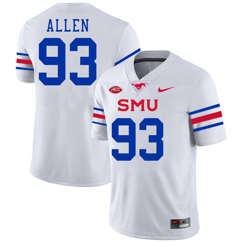SMU Mustangs #93 Kevin Allen Jersey College Football Uniforms-White